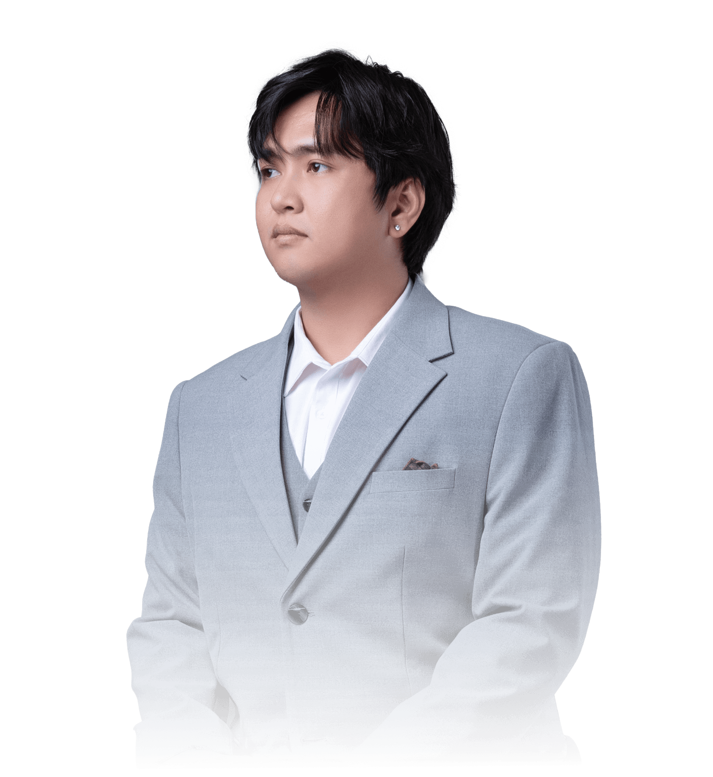 Edison Guevarra wearing a grey suit